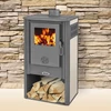 Kép 2/3 - BLIST KONZUL LM acél lemez fatüzelésű kályha (7-9 kW sötét szürke - krém)