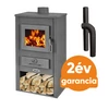 Kép 1/3 - BLIST BASEL acél lemez fatüzelésű kályha  szett 1 (8-10 kW sötét szürke)