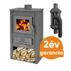 Kép 1/4 - BLIST BASEL acél lemez fatüzelésű kályha szett 2. (8-10 kW sötét szürke és  3 db-os hőfokozó füstcső készlet )