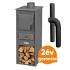 Kép 1/4 - BLIST EKONOMIK LM acél lemez fatüzelésű kályha  szett 1. (5-7 kW sötét szürke  és  3 db-os alap füstcső készlet )