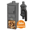 Kép 1/5 - BLIST EKONOMIK LM acél lemez fatüzelésű kályha  szett 2. (5-7 kW sötét szürke  és  3 db-os hőfokozó füstcső készlet )