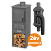 Kép 1/5 - BLIST EKONOMIK LM acél lemez fatüzelésű kályha  szett 2. (5-7 kW sötét szürke  és  3 db-os hőfokozó füstcső készlet )