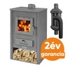 Kép 1/6 - BLIST B1 EKO acél lemez fatüzelésű kályha szett 2. (7-9 kW sötét szürke és 3 db-os hőfokozó füstcső készlet )