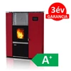 Kép 1/9 - SENKO P-10 SLIM WATER+AIR MODERN meleg levegős és vízteres pellet kályha (bordó)