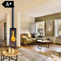 BABA'S Stove FLAME Plus FAN 12 - kombinált, fa és pellet tüzelésű kályha ventilátorral (6-12 kW - acéllemez)