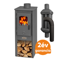 BLIST Ekonomik Lux LM N acél lemez fatüzelésű kályha szett 2. (5-7 kW sötét szürke)