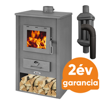 BLIST B1 EKO acél lemez fatüzelésű kályha szett 2. (7-9 kW sötét szürke és 3 db-os hőfokozó füstcső készlet )