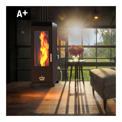BABA'S Stove FLAME FAN 12 kombinált, fa és pellet tüzelésű kályha ventilátorral (6-12 kW - acéllemez)