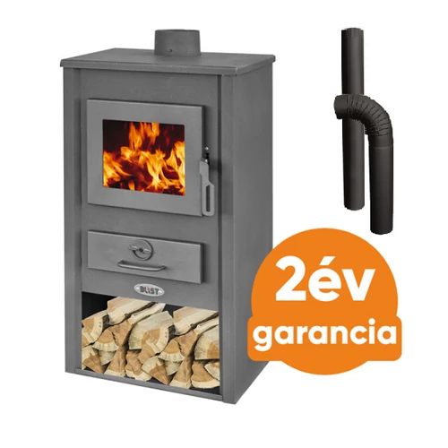 BLIST BASEL acél lemez fatüzelésű kályha  szett 1 (8-10 kW sötét szürke)