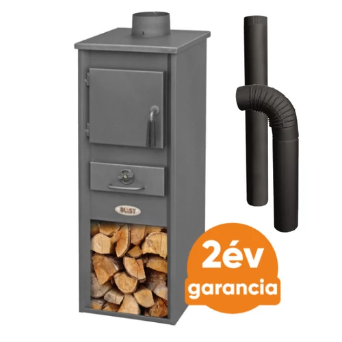 BLIST EKONOMIK LM acél lemez fatüzelésű kályha  szett 1. (5-7 kW sötét szürke  és  3 db-os alap füstcső készlet )