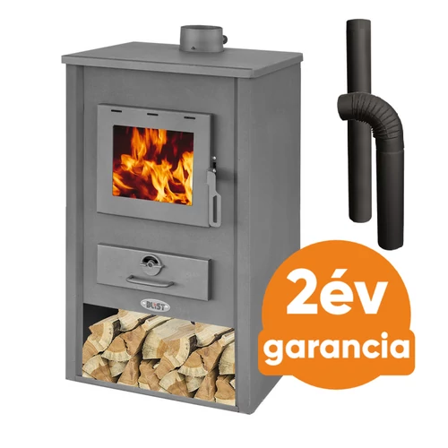BLIST B1 EKO acél lemez fatüzelésű kályha szett 1. (7-9 kW sötét szürke és  3 db-os alap füstcső készlet)