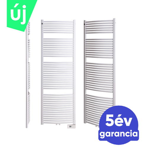 Deltacalor RIB 1000 Watt ívelt vízteres törölközőszárítós radiátor elektromos fűtéssel (fehér - 600 mm)