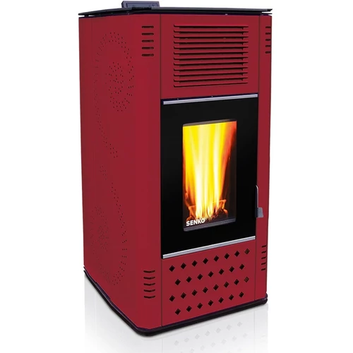 SENKO P-20 WATER+AIR MODERN meleg levegős és vízteres pellet kályha (bordó színű)