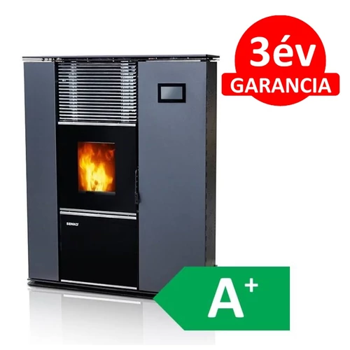 SENKO P-10 SLIM WATER+AIR MODERN meleg levegős és vízteres pellet kályha (antracit szürke)