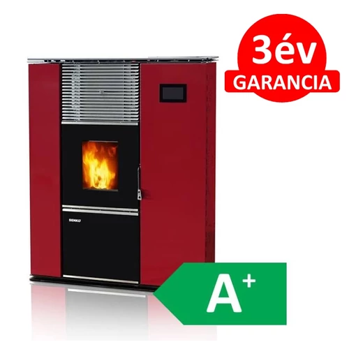 SENKO P-10 SLIM WATER+AIR MODERN meleg levegős és vízteres pellet kályha (bordó)