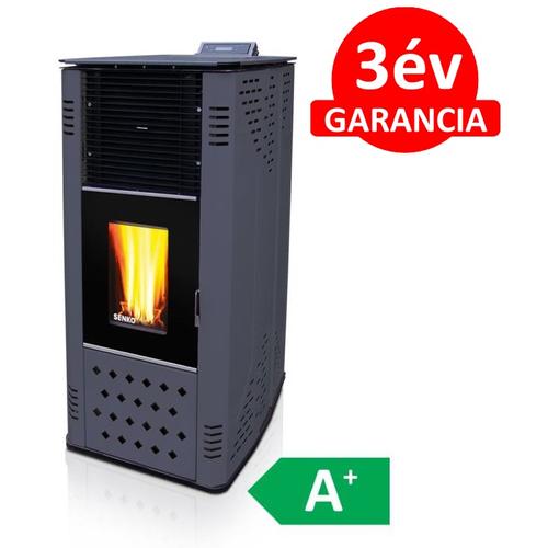 SENKO P-10 AIR MODERN meleg levegős pellet kályha üvegajtóval (antracit)