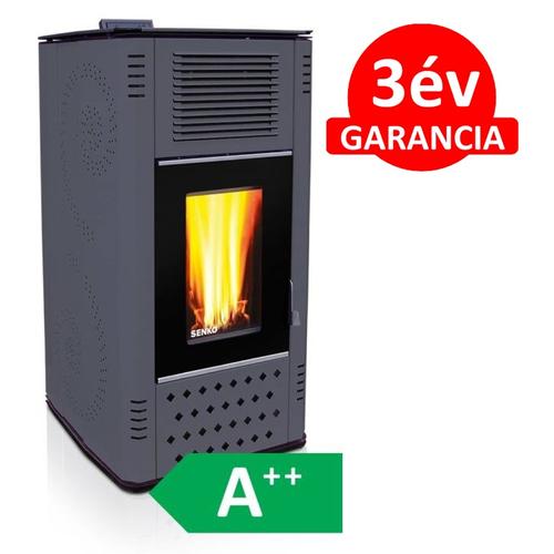 SENKO P-12 WATER+AIR MODERN meleg levegős és vízteres pellet kályha üvegajtóval (antracit)