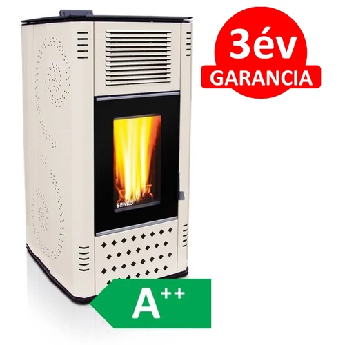 SENKO P-20 WATER+AIR MODERN meleg levegős és vízteres pellet tüzelésű kályha (krém színű)
