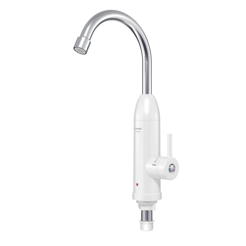 Heateq CORA 3000 átfolyós elektromos vízmelegítő és fehér csaptelep (3 kW)