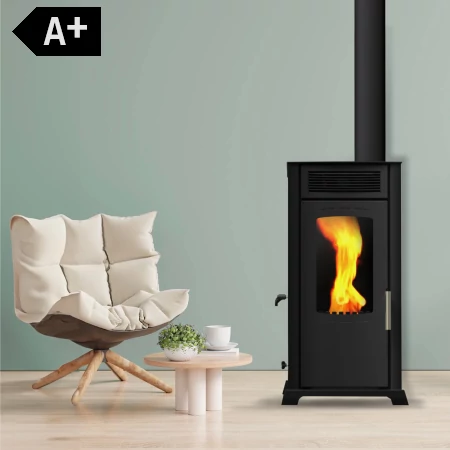 BABA'S Stove ECO FAN 8 - kombinált, fa és pellet tüzelésű kályha ventilátorral (4-8 kW - acéllemez)