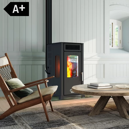 BABA'S Stove ECO Plus FAN 8 - kombinált, fa és pellet tüzelésű kályha ventilátorral (4-8 kW - acéllemez)