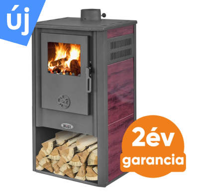 BLIST KONZUL LM acél lemez fatüzelésű kályha (7-9 kW sötét szürke - bordó) 