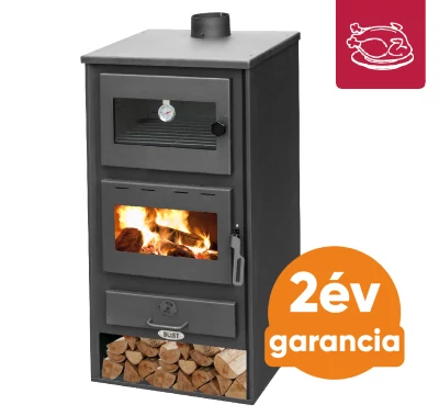 BLIST Napoli acél lemez fatüzelésű kályha beépített sütővel (10-12 kW sötét szürke)