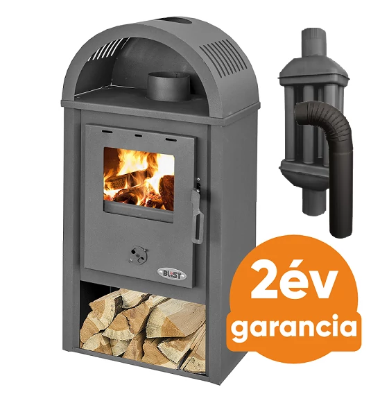 BLIST B10 acél lemez fatüzelésű kályha  szett 2. (7-9 kW kalyha és 3 db-os hőfokozó füstcső készlet)
