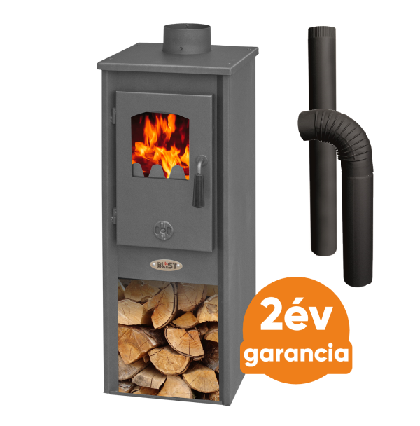 Blist Ekonomik Lux LM N acél lemez fatüzelésű kályha szett 1.(5-7 kW sötét szürke)