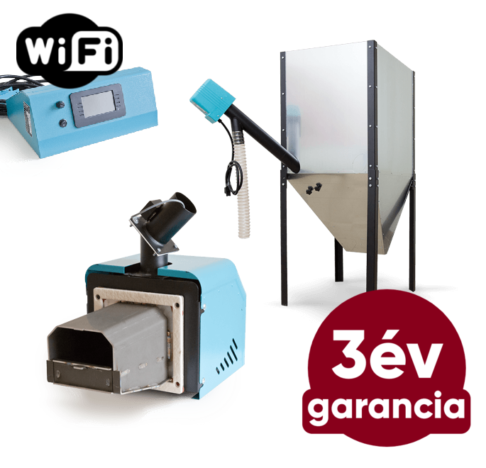 Centrometal Cm Pelet-set 25 kW pellet égőfej érintőképernyős vezérléssel és pellet tartállyal