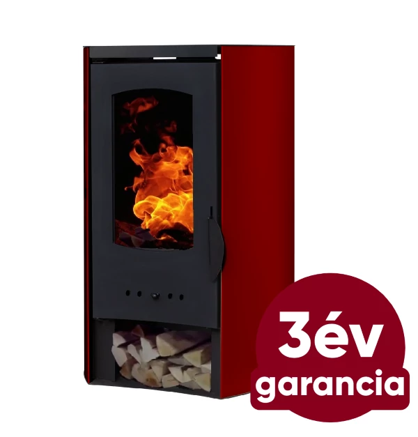 Falcon NOVARA Comodo Central W27 ívelt oldalú vízteres fatüzelésű kályha  (27 kW - bordó)