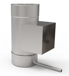 Kerek kezdőidom kondenzvíz elvezetővel, tisztító idommal 0,8mm-es saválló anyagból (Ø120 mm)