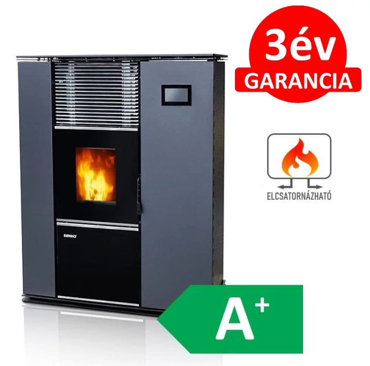 SENKO P-8 AIR SLIM MODERN elcsatornázható levegőbefúvásos pellet kályha (antracit)