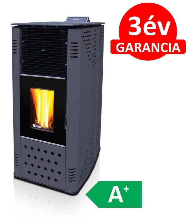 SENKO P-10 AIR MODERN meleg levegős pellet kályha üvegajtóval (antracit)