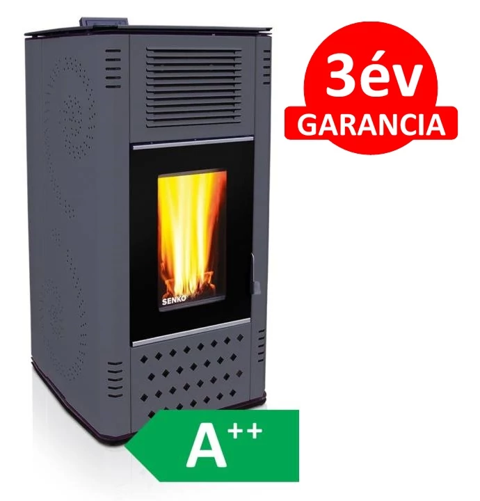 SENKO P-20 WATER+AIR MODERN meleg levegős és vízteres pellet kályha (antracit szürke)