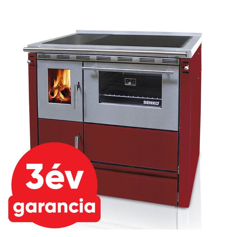 SENKO SG-90 (7,5 kW) vegyestüzelésű sparherd kazán beépített sütővel (bordó színű)