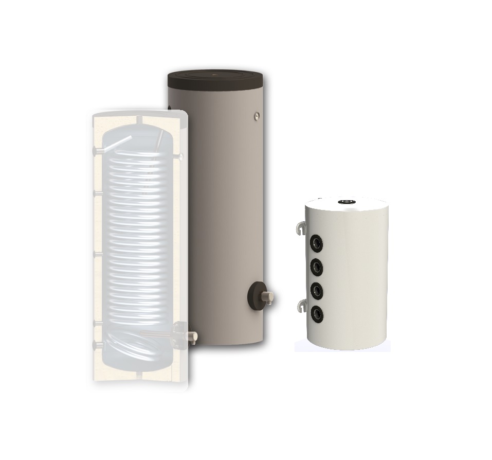 Sunsystem PSM 100 puffer tartály és Sunsystem SWP N 200 HMV tartály szettben