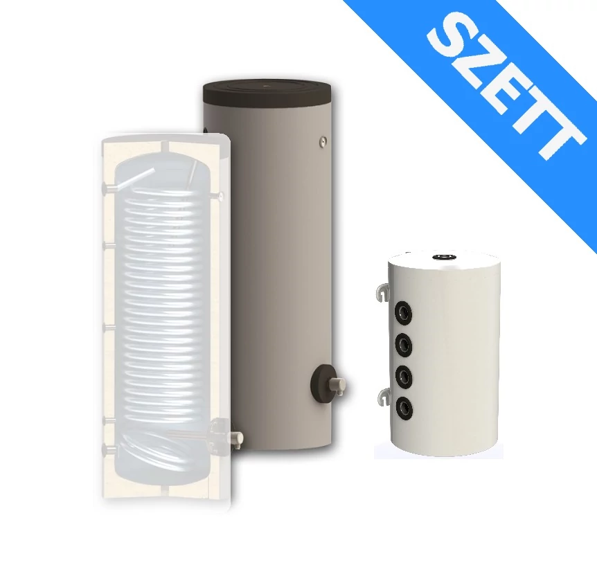 Sunsystem PSM 80 hűtési-fűtési puffer tartály és Sunsystem SWP N 200 indirekt HMV tartály megnövelt hőcserélővel